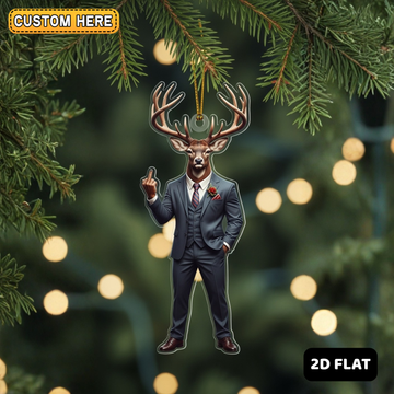 Maxcorners Personalized Boss Buck Attitude Hunting Acrylic Christmas Ornament Custom Gift for Hunters 2D Flat