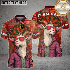 Maxcorners Dart Shirt Western Goat Retro Sunglasses Style Design Multioptions Personalized Name, Team Name Unisex 3D Shirt (4 Colors)