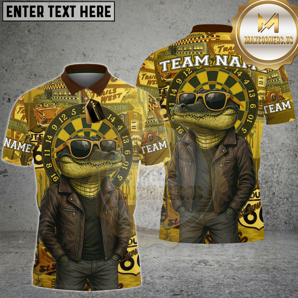 Maxcorners Dart Shirt Western Crocodile Retro Sunglasses Style Design Multioptions Personalized Name, Team Name Unisex 3D Shirt (4 Colors)