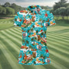 Maxcorners Women's Funny Surfing Santa Hawaiian Golf Shirt, Christmas Golf Shirt, Women’s Golf Polo LM1507