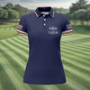 Maxcorners Navy First Dad Now Grandpa Golf Polo Shirt, Women’s Golf Apparel, Golf Shirts For Women LM1507