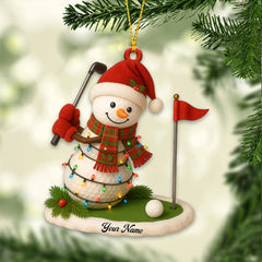 Maxcorners Personalized Snowman Golf Ornament, Custom Name Golfer Christmas Ornament, Funny Golf Decor Gift For Men, Holiday Snowman Tree Decoration MT1611