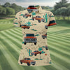 Maxcorners Personalized Pickup Truck Golf Shirt, Southwestern Desert Cactus Pattern, Golf Shirt For Women LM1507