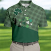 Maxcorners Green Checkered Leprechaun Shamrock St Patrick's Day Golf Shirt, Performance Golf Shirt, Polo Shirts For Men