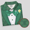 Maxcorners St Patrick's Day Green Shamrock Suit Whiskey Golf Print Golf Shirt, Polo Shirts For Men, Golf Shirts For Men