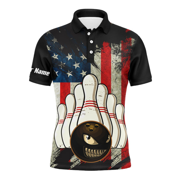 Maxcorners American Flag Evil Bowling Ball Customized Name 3D Shirt