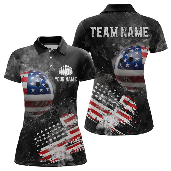 Maxcorners Custom American Flag Bowling Shirts Men Women Team Patriotic Bowling Jersey