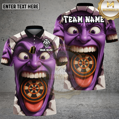 Maxcorners Demon Darts Shirt Crazy Screaming Face with Mouth Dartboard Multioptions Personalized Name, Team Name Unisex 3D Shirt (4 Colors)