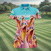 Maxcorners Funny Pink Pelican Beach Crowd Golf Shirt, Women's Golf Shirt, Hawaiian Golf Shirt, Golf Polo For Women LM1507