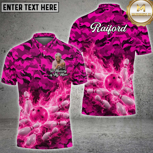 Maxcorners Custom Multi-Color Camo Thunder Lightning Flame Bowling Team Shirts For Edwin Raiford