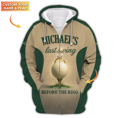 Maxcorners Custom Funny Golf Polos With Name And Year, Last Swing Before The Ring Shirts, Crazy Golf Shirt For Men's