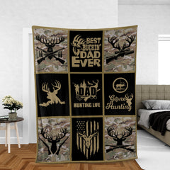 Maxcorners Hunting Life Best Buckin’ Dad Ever Fleece Blanket – Camouflage Deer & Rifle Design - Gift for Hunters LM1611