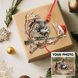 Maxcorners Personalized Hunting Aclyric Christmas Ornament Custom Photo Deer Antler Gift for Hunters LM0110