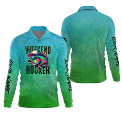 Maxcorners Weekend Hooker Green Fishing Shirt, SPF Shirt For Men, Long Sleeve Sun Shirt, Gift For Fisherman