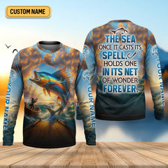 Maxcorners The Sea Once It Casts Its Spell Sailfish Fishing SPF Shirt For Men, Presents For Fishermen, Men's Fishing Shirt
