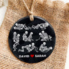 Maxcorners Personalized Black Rose Heart Shape Skeleton Couple Christmas - Ornament