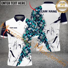 Maxcorners Happy Bowler Pattern Bowling Jersey Multicolor Option Customized Name, Team Name 3D Polo Shirt