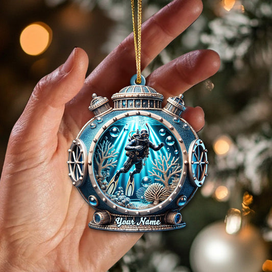 Maxcorners Custom Name Diving Ornament, Christmas Gift for Diving Lover 2D Flat LM2111
