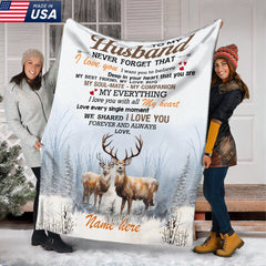 Maxcorners Personalized To My Husband Hunting Deer Fleece Blanket – Custom Name Gift for Husband, Anniversary LM1611