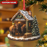 Maxcorners Personalized Acrylic Bison Christmas Ornament â€“ Custom Buffalo Barn Holiday Decor LM0110