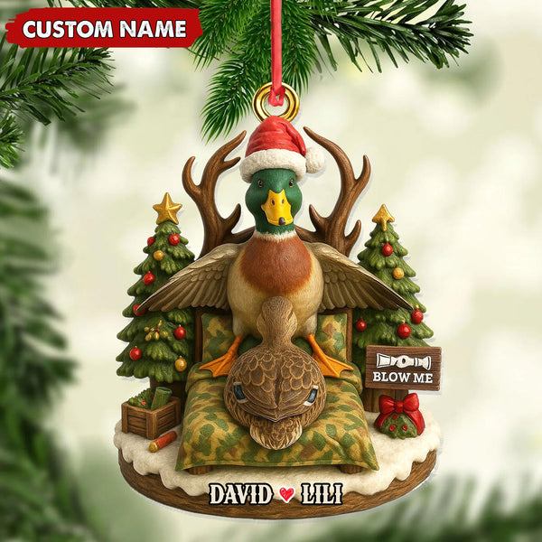 Maxcorners Funny Duck Hunter Couple Ornament, Personalized Christmas Gift for Hunting Lovers LM0411
