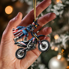 Maxcorners Custom Name American Motocross Ornament, Motocross Christmas Gift 2D Flat LM2111