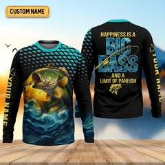 Maxcorners Happiness Is A Big Bass And A Limit Of Panfish Fishing UPF Shirts, Funny Fishing Shirt, Fishing Gifts For Men