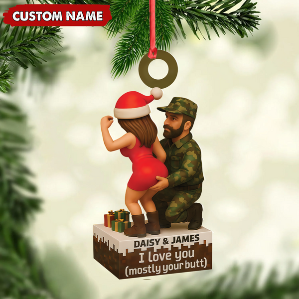 Maxcorners Personalized Funny Hunter Couple Acrylic Ornament – Custom Name Christmas Gift for Him or Her LM0411