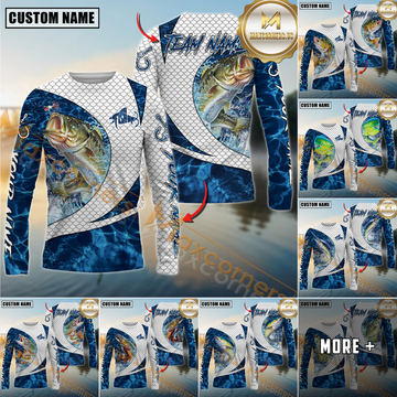 Maxcorners Walleye Fishing Blue Wave Dynamic Sport Jersey Personalized Name, Team Name 3D All Over Printed Clothes (8 Fish Species)
