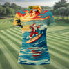 Maxcorners Tropical Surfing Santa Sunset Christmas Golf Shirt, Women's Golf Tops, Hawaiian Golf Shirt LM1507