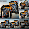 Maxcorner Fishing Blue Orange Line Jersey Sport Sun Protection Personalized Name And Team Name Long Sweat Shirt (6 Fish Species)
