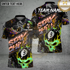 Maxcorners Billiards Skull Blue Flame Graffiti Multioptions Personalized Name, Team Name Unisex 3D Shirt (4 Colors)