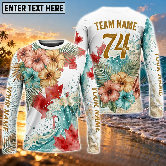 Maxcorners Surf Deep Sea Ocean Wave Art Customized Name, Number, Team Name 3D Long Sleeve Shirts