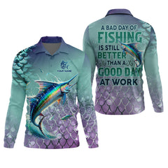 Maxcorners A Bad Day Of Fishing Is Still Better Than A Good Day At Work SPF Shirt, Funny Fishing Shirt, Fishing Shirts For Men
