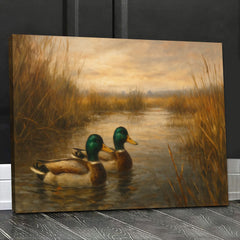 Maxcorners Mallard Duck Wall Art Canvas – Hunting Lodge & Cabin Decor - Rustic Waterfowl Painting