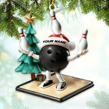 Maxcorners Custom Name Black Bowling Personalized Acrylic Ornament Bowling Lover Christmas Gift MT1611