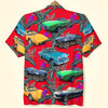 Maxcorners Custom Classic Car Photo Hawaiian Shirt, Purple Parrot Seamless Pattern, Gift For Car Lovers