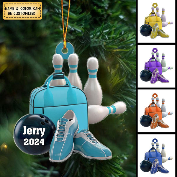 Maxcorners Cyan Bowling Personalized Christmas Ornament, Gift For Bowling Lovers MT1611
