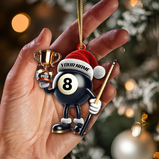 Maxcorners Custom Name Billiard Ornament, Billiard Lover Christmas Gift8 2D Flat LM2111
