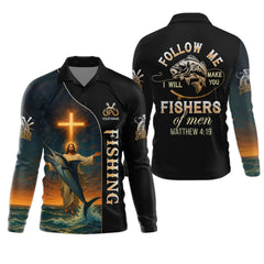 Maxcorners Followe Me And I Will Make You Fishers Of Men, Jesus Fishing Shirt, SPF Shirt For Men, Gift For Fisherman