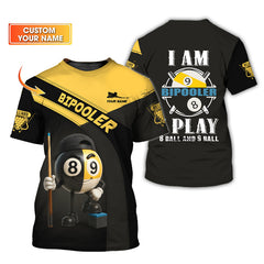 Maxcorners Custom Black and Yellow Bipooler Billiard Shirt – Funny 8 Ball 9 Ball Pool Player Gift Tee LM0509