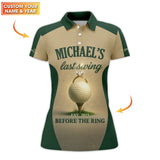 Maxcorners Custom Funny Golf Polos With Name And Year, Last Swing Before The Ring Shirts, Crazy Golf Shirt For Men's