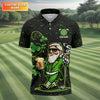 Maxcorners Grip It Rip It Sip It St Patrick's Day Leprechaun Golf And Beer Shamrock Golf Shirt, Golf Shirts For Men