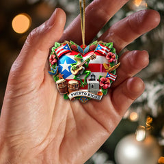 Maxcorners Custom Name Puerto Rico Ornament, Christmas Gift for Puerto Rico Lover 2D Flat LM2111