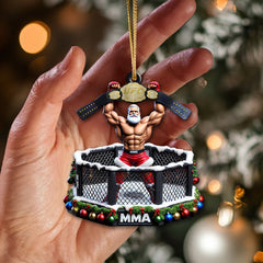 Maxcorners Custom Name MMA Boxing Ornament, Boxing  Lover Christmas Gift 2D Flat LM2111