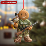 Maxcorners Personalized Hunter Gingerbread Christmas Ornament – Funny Acrylic Holiday Decor Gift LM0411