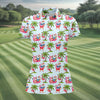 Maxcorners Flamingo Float Santa Christmas Golf Shirt, Women's Golf Tops, Hawaiian Golf Shirt, Golf Shirts For Women LM1507
