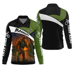 Maxcorners Bassquatch Bigfoot Fishing Shirt, SPF Shirt For Men, Fishing Jersey, Presents For Fishermen