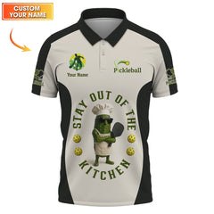 Maxcorners Stay Out of the Kitchen Pickleball Shirt, Funny Pickleball Shirts For Players, Custom Name Pickleball Polos LM0509