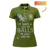Maxcorners Funny Golf Shirt, "It Takes A Lot of Balls To Golf Like Me" Shirts, Custom Name Polos For Golfers